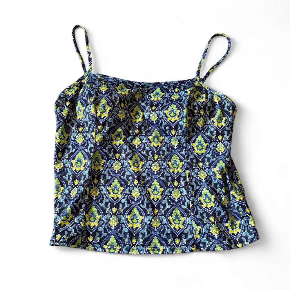 Size XL swim tank blue and green floral tank top